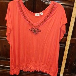 Plus size 26/28 Cato coral beaded top